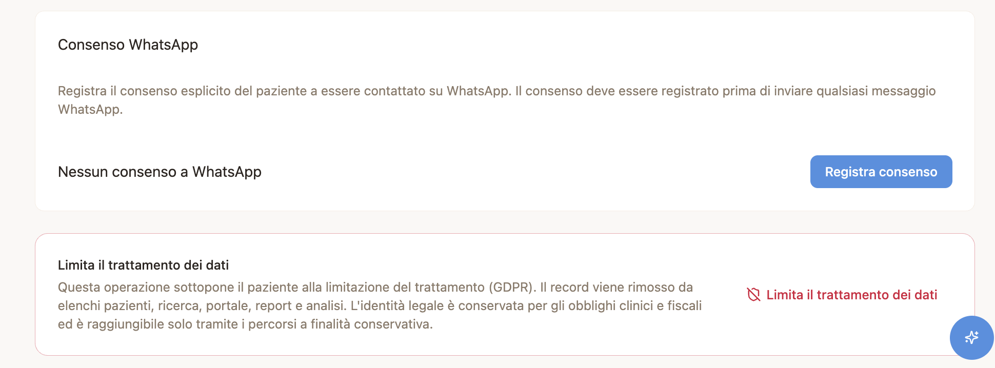 Recording WhatsApp consent, and the GDPR restrict-data-processing action.